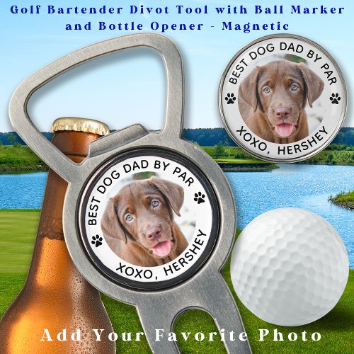 Custom Dog Photo Best Dad By Par Paw Print Golf  Divot Tool