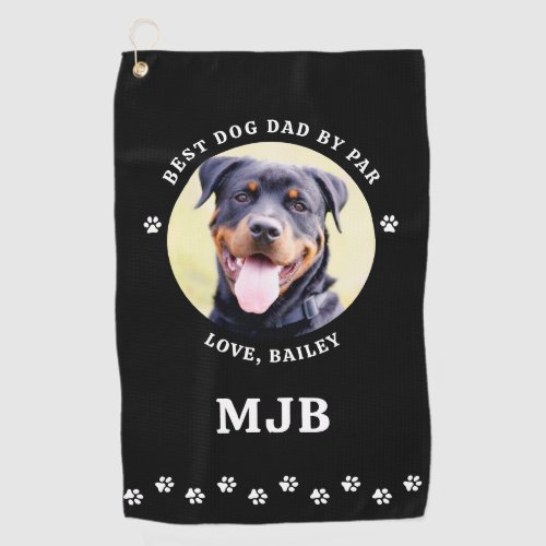 Custom DOG Photo Best DAD By Par Paw Prints Golf Towel