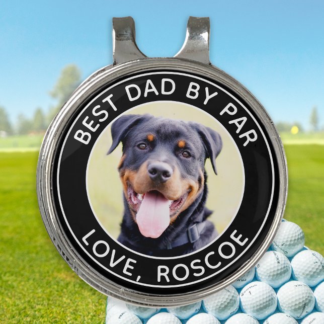 Custom DOG Photo Best DAD By Par Personalized  Golf Hat Clip (Creator Uploaded)