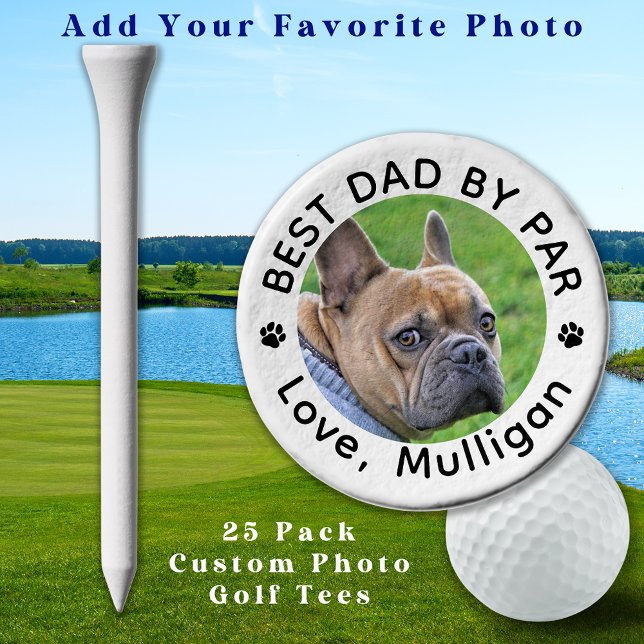Custom Dog Photo Best Dad By Par Personalized Golf Tees (Creator Uploaded)