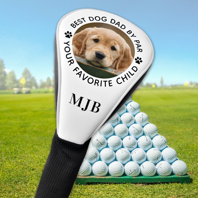 Custom Dog Photo Best Dad By Par Pet Monogram   Golf Head Cover (Creator Uploaded)