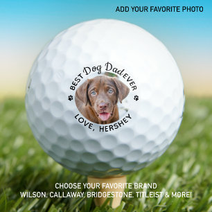 Custom Dog Photo Best Dad By Par Pet Paw Print Golf Balls