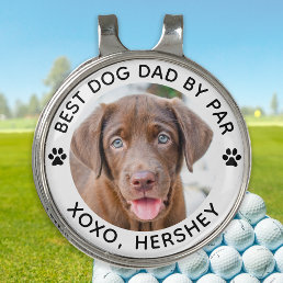 Custom Dog Photo Best Dad By Par Pet Paw Print Golf Hat Clip