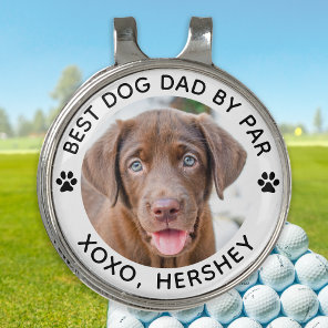 Custom Dog Photo Best Dad By Par Pet Paw Print Golf Hat Clip