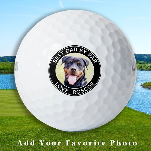 Custom DOG Photo Best DAD By Par Wilson Golf Balls