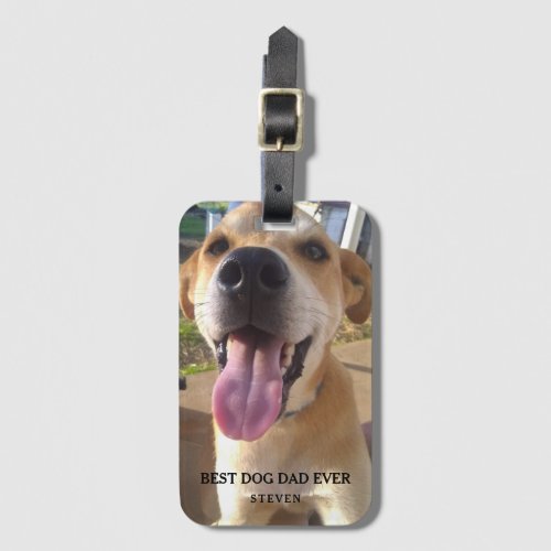 Custom Dog Photo Best Dad Ever Personalized Luggage Tag