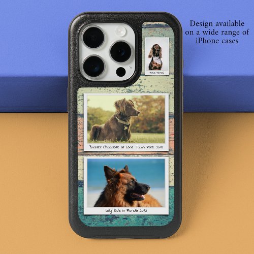 Custom Dog Photo Collage 3 Photos Vintage Wood iPhone 15 Pro Case