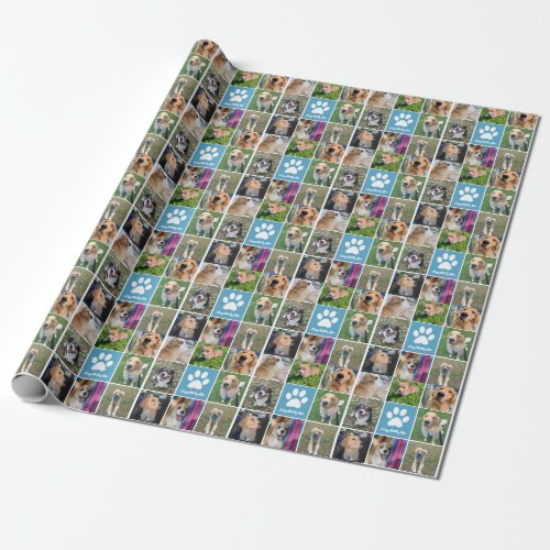 Custom Dog Photo Collage Cute Pet Happy Birthday Wrapping Paper