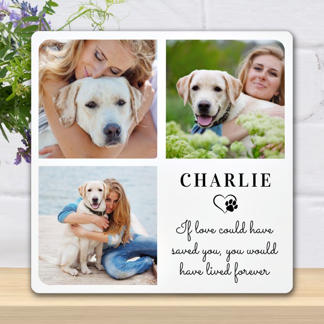 Custom Dog Photo Collage Modern Pet Memorial Plaque (Creator Uploaded)