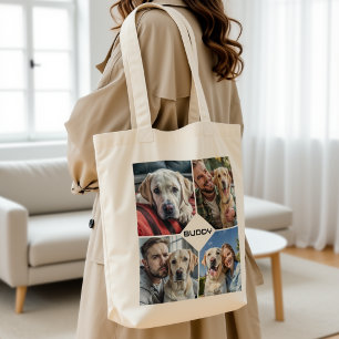 custom dog photo collage pet  tote bag