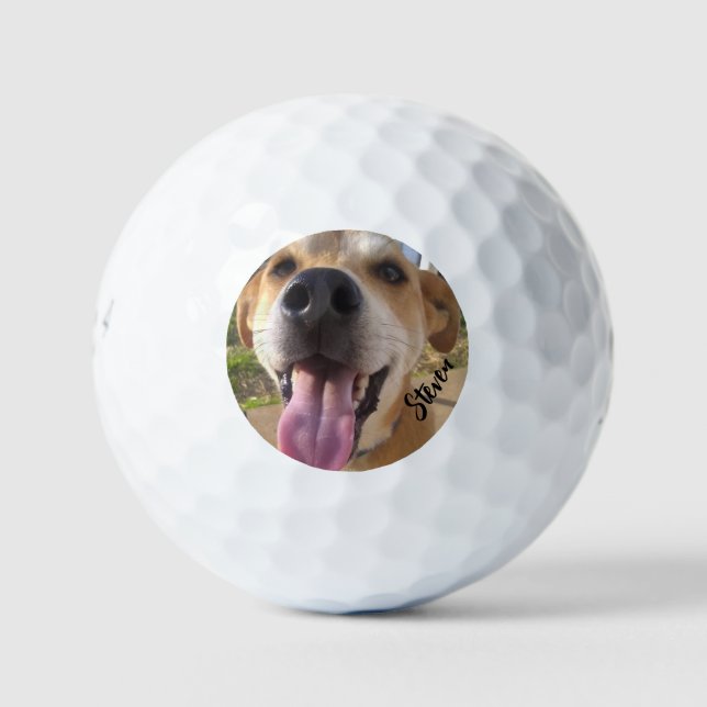 Custom Dog Photo Cute Personalized Golf Balls (Front)