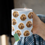 Custom Dog Photo | Cute Personalized Light Blue Coffee Mug<br><div class="desc">Celebrate your furry best friend with this adorable Custom Pet Photo Mug in soft light blue! Upload your dog or cat's photo and see their cute face repeated all over this high-quality ceramic mug — a perfect gift for dog moms, pet lovers, or yourself. With a clean pastel background and...</div>