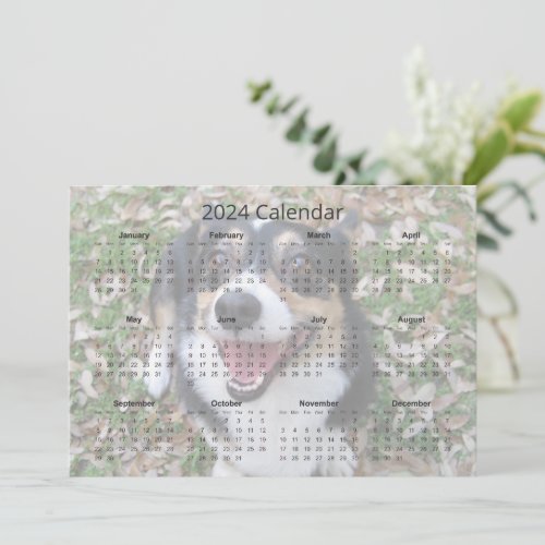 Custom Dog Photo Cute Pet 2024 Calendar Card
