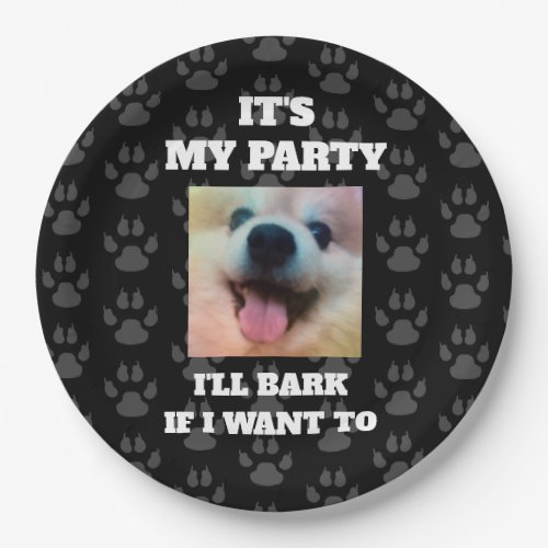 Custom Dog Photo Funny Birthday Party Paper Plate