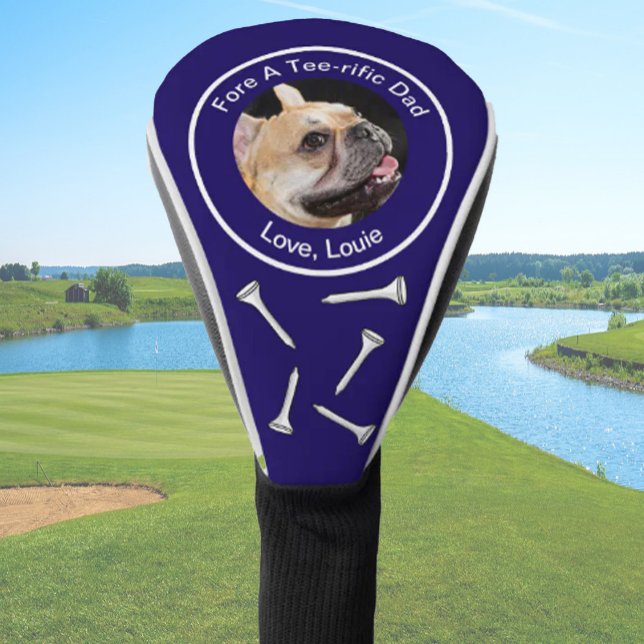 Custom dog photo golfer gift funny blue golf head cover (Creator Uploaded)