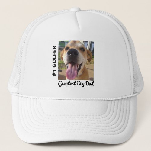 Custom Dog Photo Greatest Golfer Trucker Hat