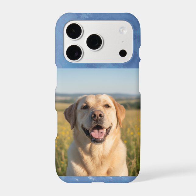 Custom Dog Photo Hand Drawn Blue Sky iPhone Case (Back)