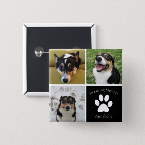 Custom Dog Photo Memorial Collage Pet Keepsake Button