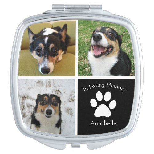Custom Dog Photo Memorial Collage Pet Keepsake Compact Mirror