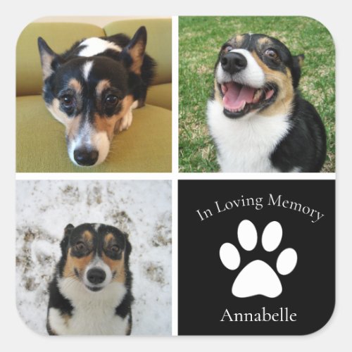 Custom Dog Photo Memorial Collage Pet Keepsake Square Sticker