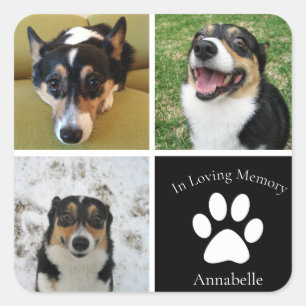 Custom Dog Photo Memorial Collage Pet Keepsake Square Sticker