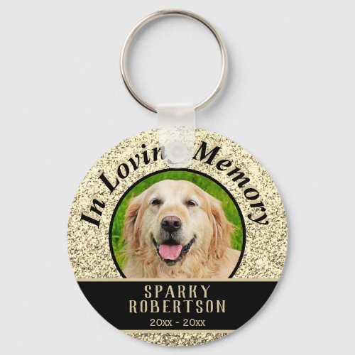 Custom Dog Photo Memorial Gold Keychain