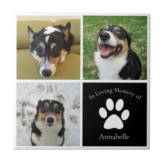 Custom Dog Photo Memorial In Loving Memory Pet Ceramic Tile | Zazzle