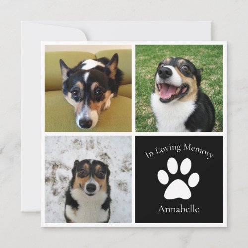 Custom Dog Photo Memorial Service Pet Funeral Card