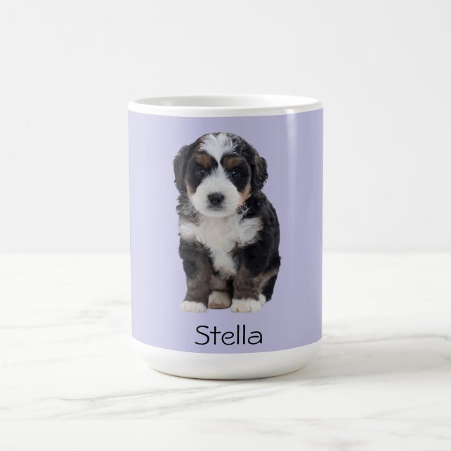 Custom Dog Photo – Misty Lilac with Pet Name -  Coffee Mug (Center)