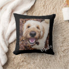 Custom Dog Photo Monogram Name Throw Pillow