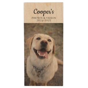 Custom Dog Photo Monogram USB Wood Flash Drive
