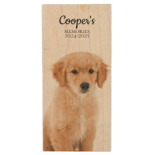 Custom Dog Photo Monogram USB Wood Flash Drive