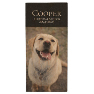 Custom Dog Photo Monogram USB Wood Flash Drive