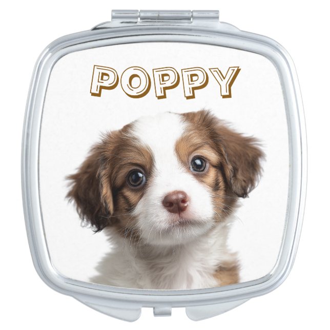 Custom Dog Photo & Name Compact Mirror (Front)