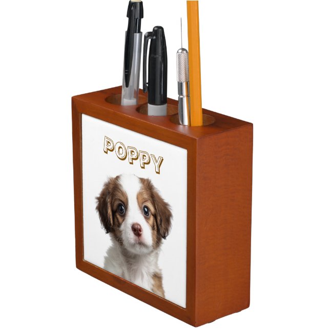 Custom Dog Photo & Name Desk Organizer (In Situ)