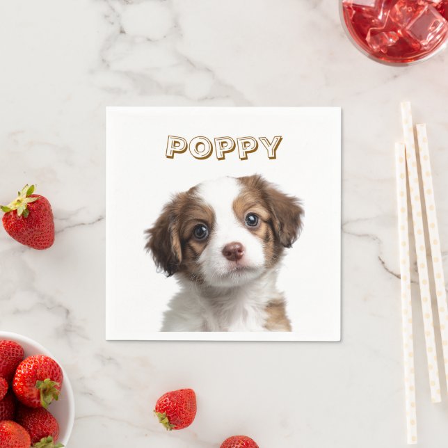 Custom Dog Photo & Name Paper Napkins (Insitu)