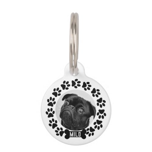 Custom Dog Photo  Name Paws  Dogbone Pet ID Tag