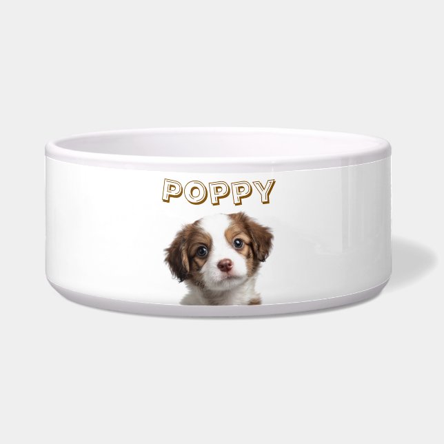 Custom Dog Photo & Name Pet Bowl (Front)