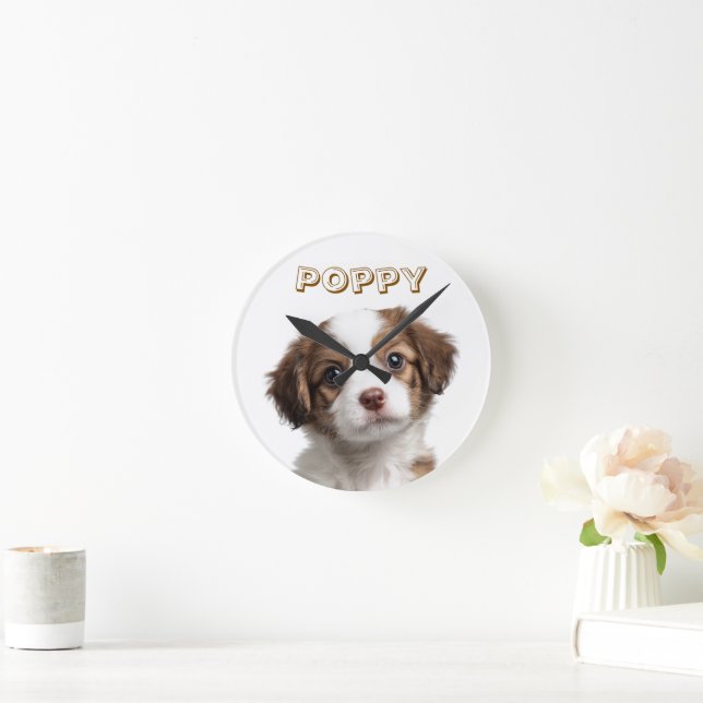 Custom Dog Photo & Name Wall Clock (Home)