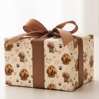 Custom Dog Photo  – Neutral Valentine Wrapping Paper