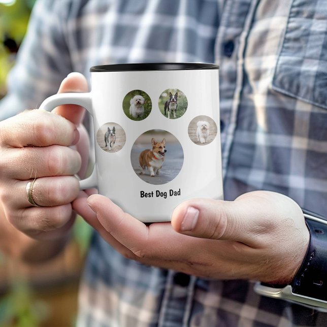 Custom Dog Photo Paw Print Two-Tone Coffee Mug (Creator Uploaded)