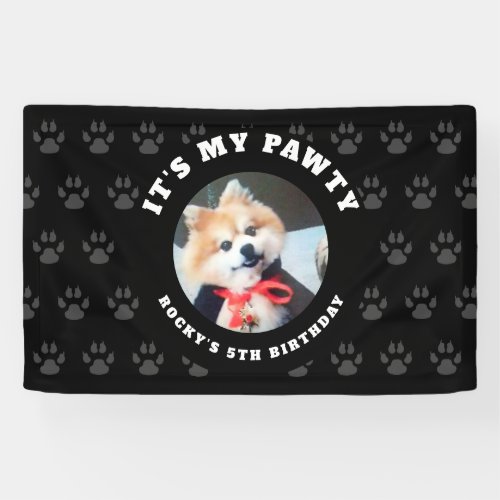 Custom Dog Photo Paw Prints Birthday Party Banner