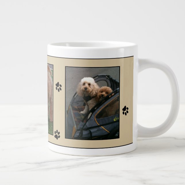 Custom Dog Photo Paw Prints Cute Picture Frames Giant Coffee Mug (Right)