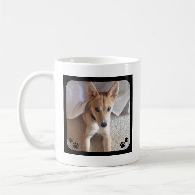 Custom Dog Photo Pawprints Coffee Mug (Left)