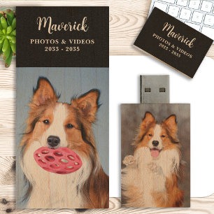 Custom Dog Photo Personalized Monogram 16GB USB Wood Flash Drive