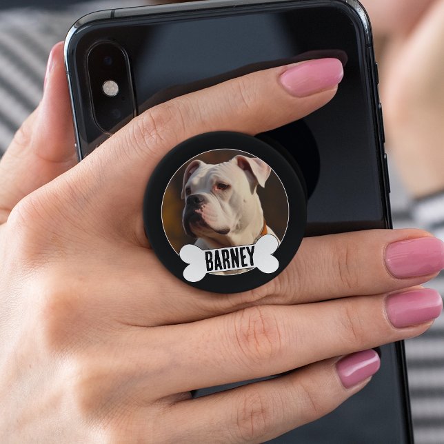 Custom Dog Photo Personalized Name and Picture PopSocket (Creator Uploaded)