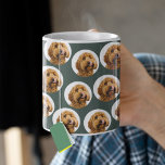 Custom Dog Photo | Personalized Pet Face Coffee Mug<br><div class="desc">Celebrate your furry friend with every sip! This custom dog photo mug features your pet’s face in a playful repeating pattern set against a rich, trendy dark forest green background. Designed for dog moms, dog dads, and pet lovers, this mug makes a heartwarming keepsake that’s both stylish and personal. Simply...</div>