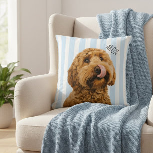 Custom Dog Photo Personalized Pet Name Throw Pillow