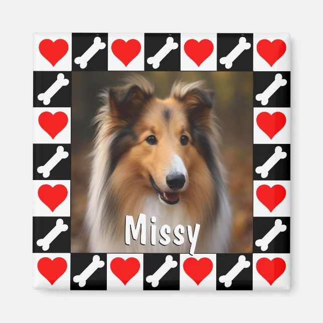 Custom Dog Photo Personalized Picture and Name Magnet (Front)