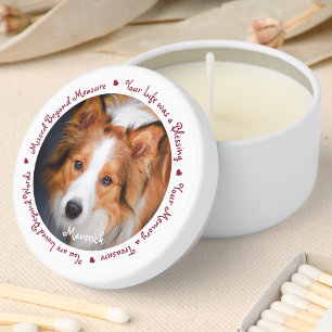 Custom Dog Photo Personalized Red Pet Memorial Mini Candle Favors